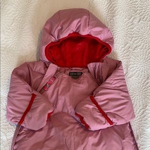 REI pink Puffer onesie